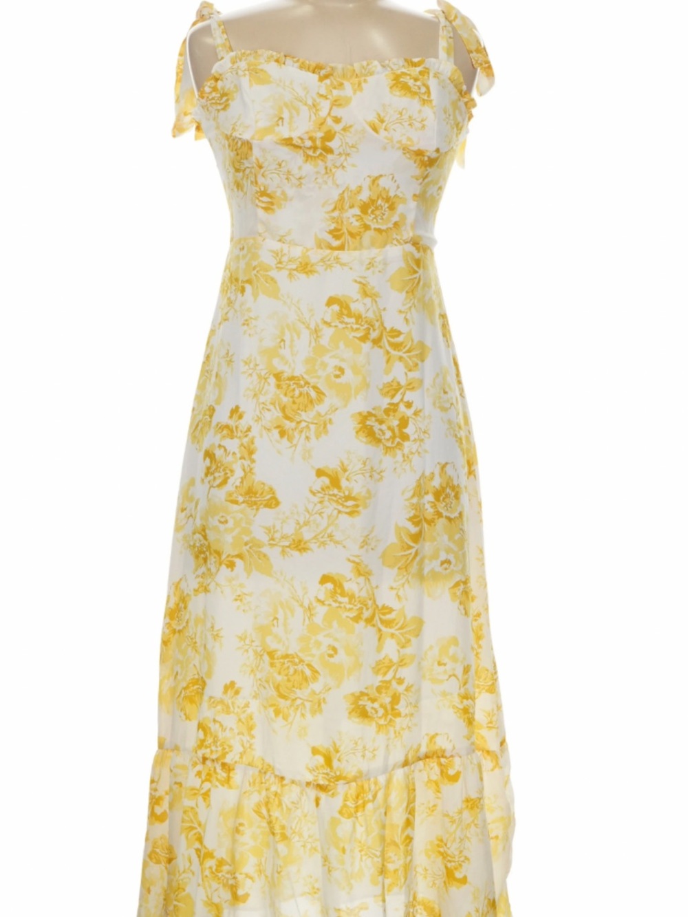 Yellow Floral Corset Maxi Dress